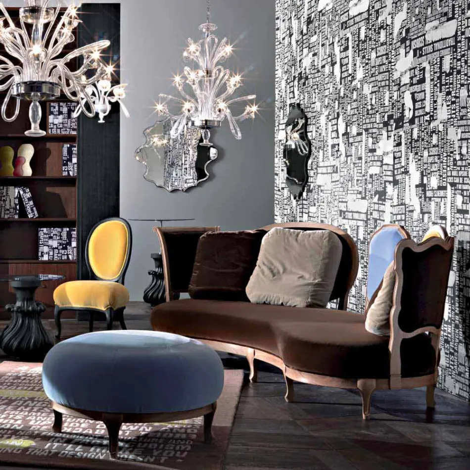 Soffa lyx design, 5 Massivt trä ryggar, tillverkade i Italien, Manno Viadurini