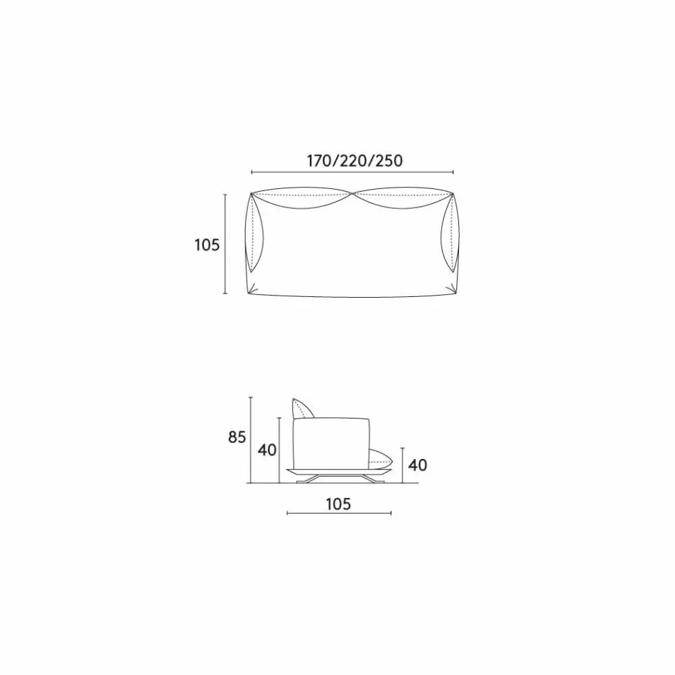 Modern soffa konstruktion Shita hud, 170, 220 eller 250 cm Viadurini