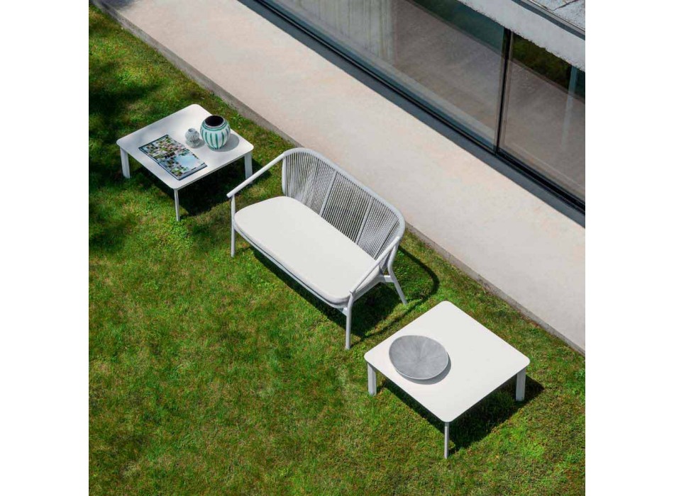 Tvåsits trädgårdsstapelsoffa aluminium och tyg - Smart av Varaschin Viadurini