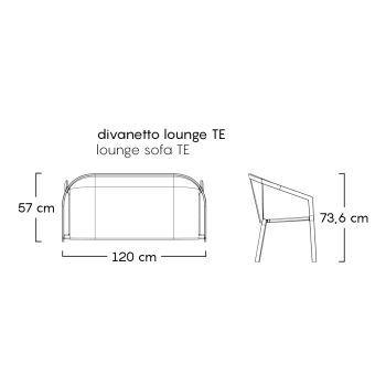 2-sits utomhussoffa med aluminiumstruktur Tillverkad i Italien - Zaika