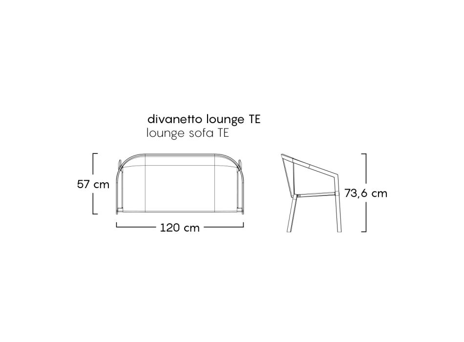 2-sits utomhussoffa med aluminiumstruktur Tillverkad i Italien - Zaika Viadurini