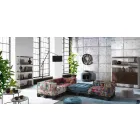 Vadderad tvåsitsig etnisk soffa i lapptyg och träfiber Viadurini