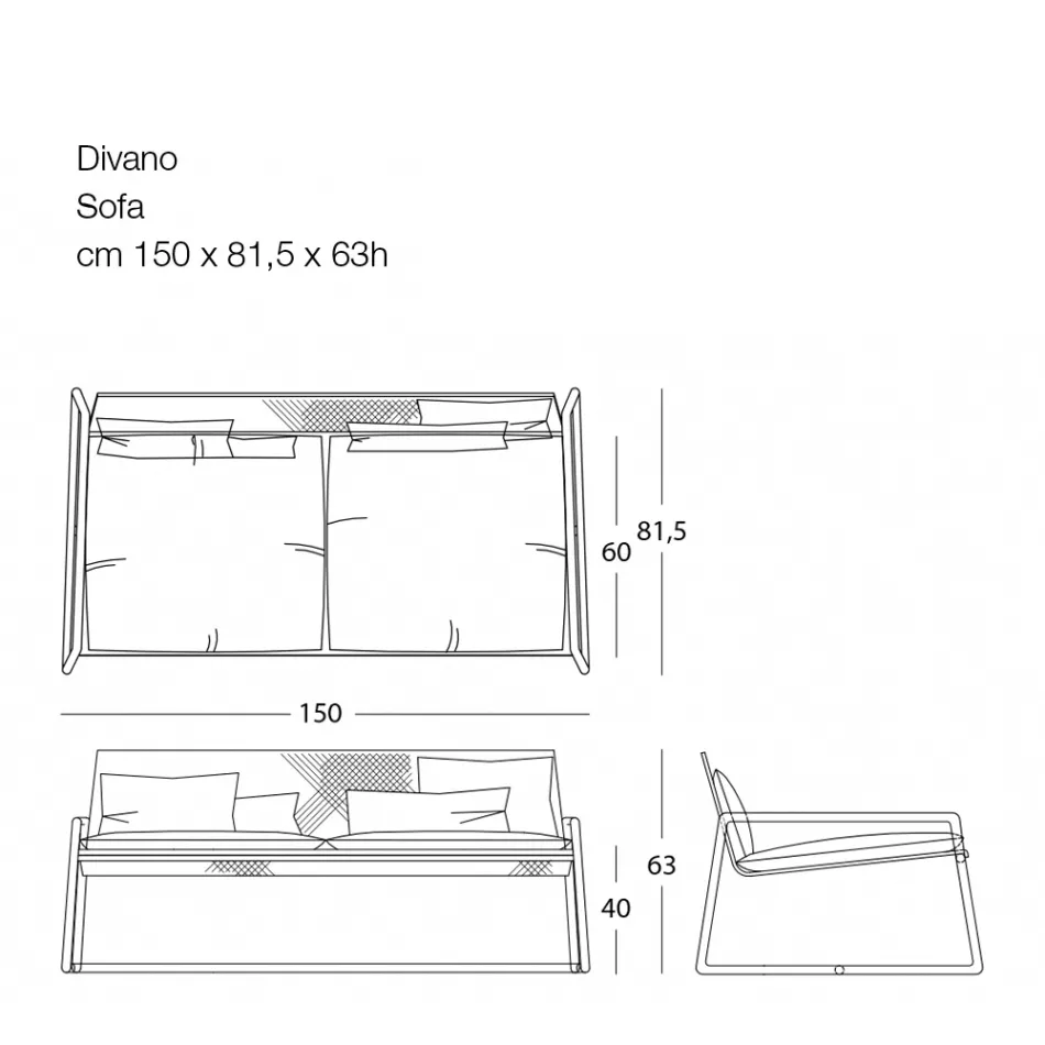 Metallsoffa för den moderna trädgården Hög kvalitet tillverkad i Italien - Karol Viadurini