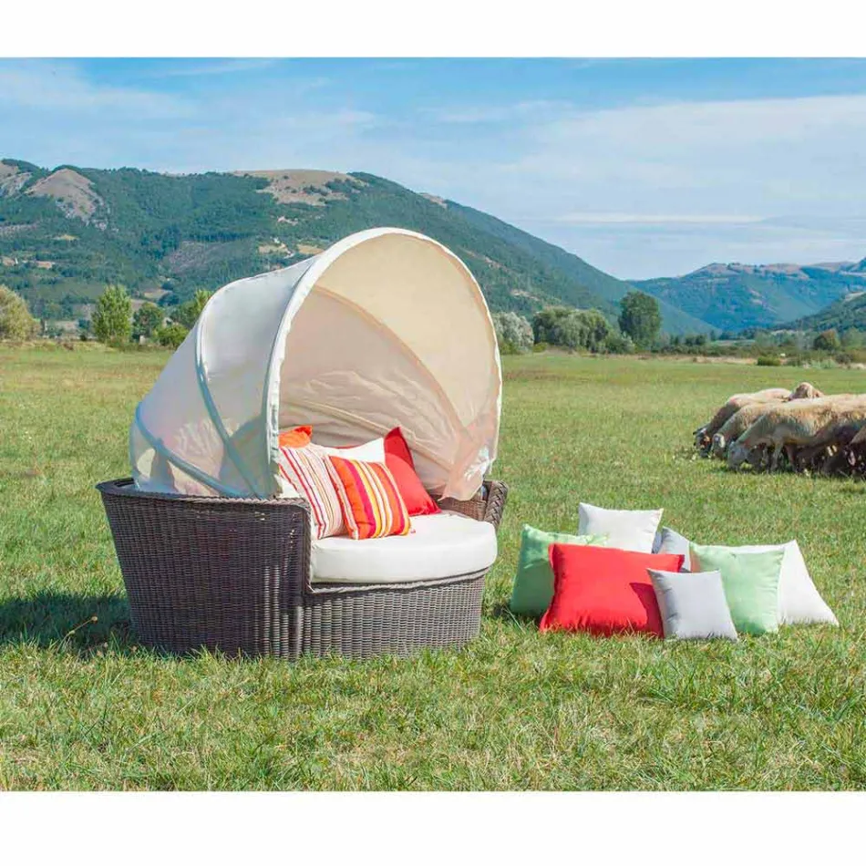 Soffa ö avkopplande trädgård med Hector gjorde vävning hand, modern design Viadurini