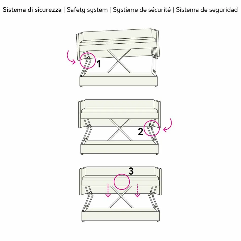 Design våningssäng soffa täckt i tillverkad i Italien tyg - Gretel Viadurini