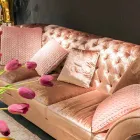 Linear soffa i tyg arbetade quiltad klassiska Baloo Viadurini