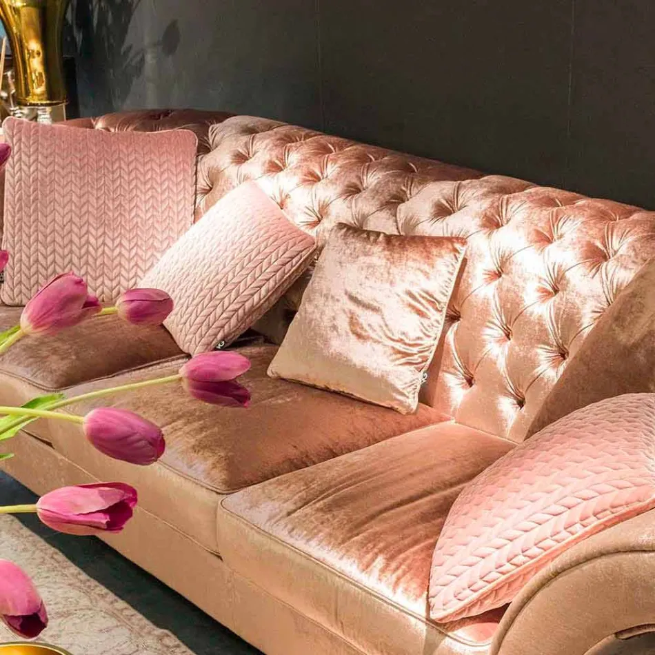 Linear soffa i tyg arbetade quiltad klassiska Baloo Viadurini