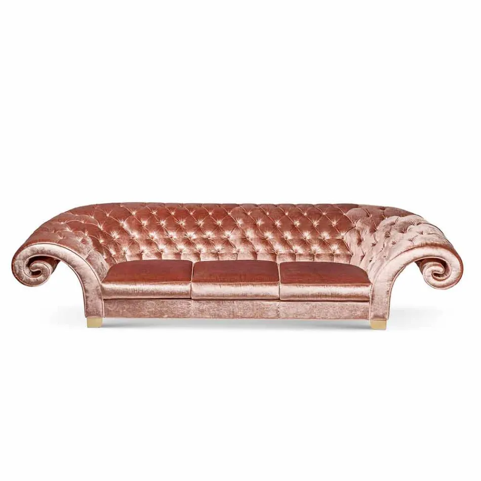 Linear soffa i tyg arbetade quiltad klassiska Baloo Viadurini