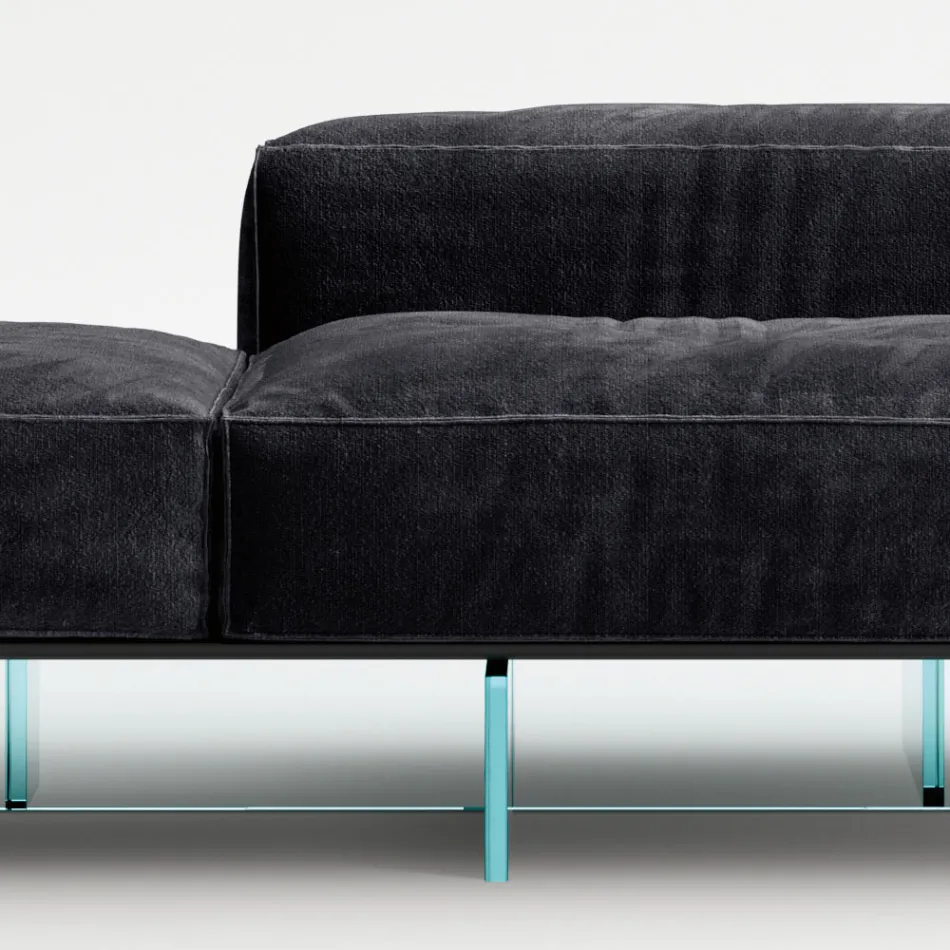 Saphir - Modern modulsoffa med glasbas, tillverkad i Italien Viadurini