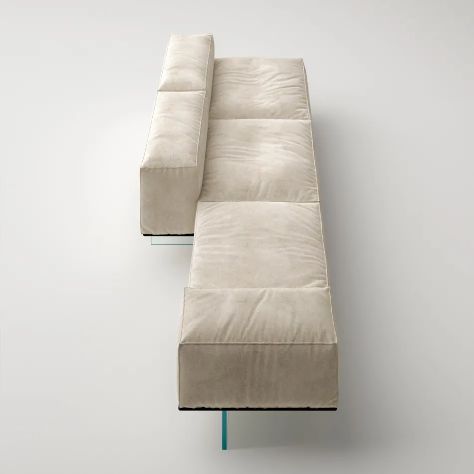 Saphir - Modern modulsoffa med glasbas, tillverkad i Italien Viadurini