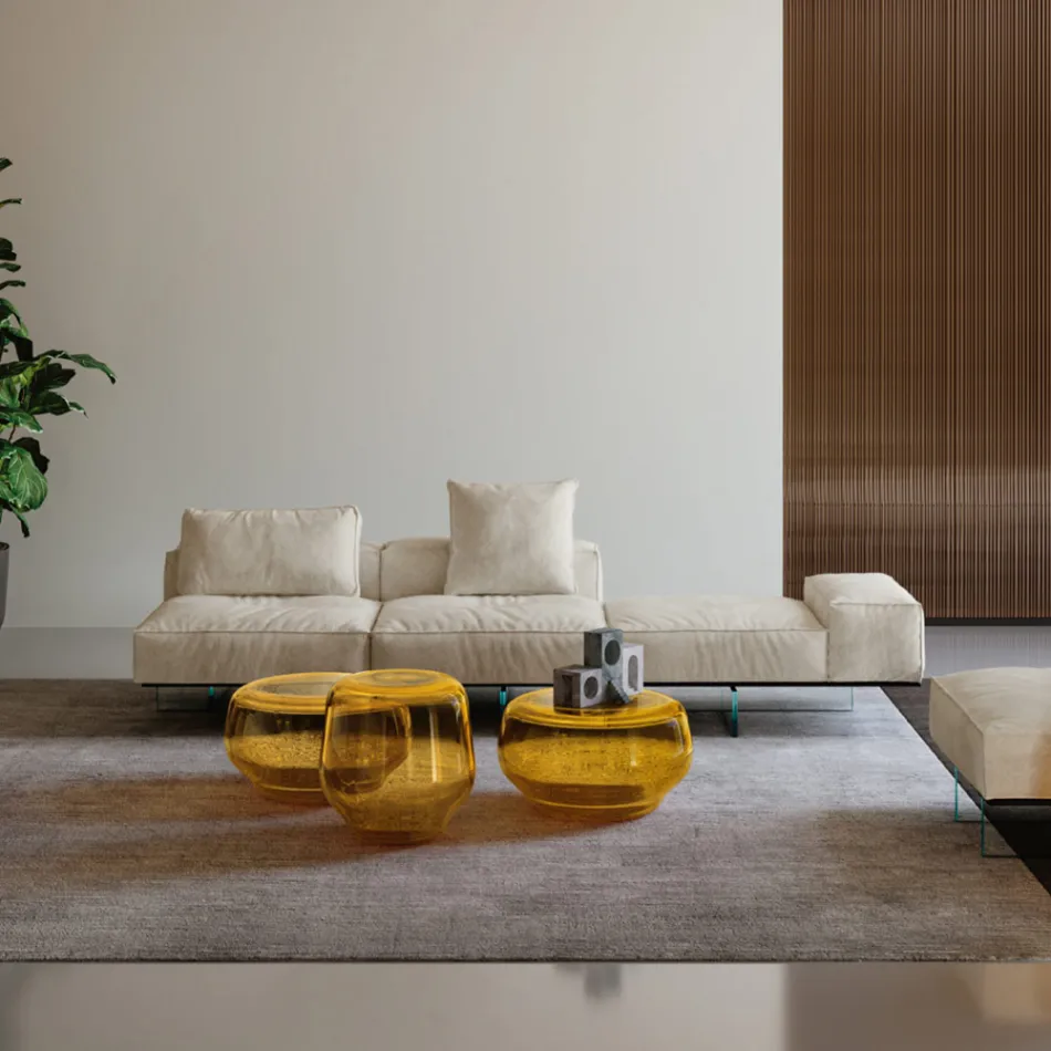 Saphir - Modern modulsoffa med glasbas, tillverkad i Italien Viadurini