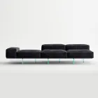 Saphir - Modern modulsoffa med glasbas, tillverkad i Italien Viadurini