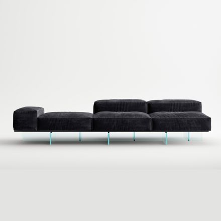 Saphir - Modern modulsoffa med glasbas, tillverkad i Italien Viadurini