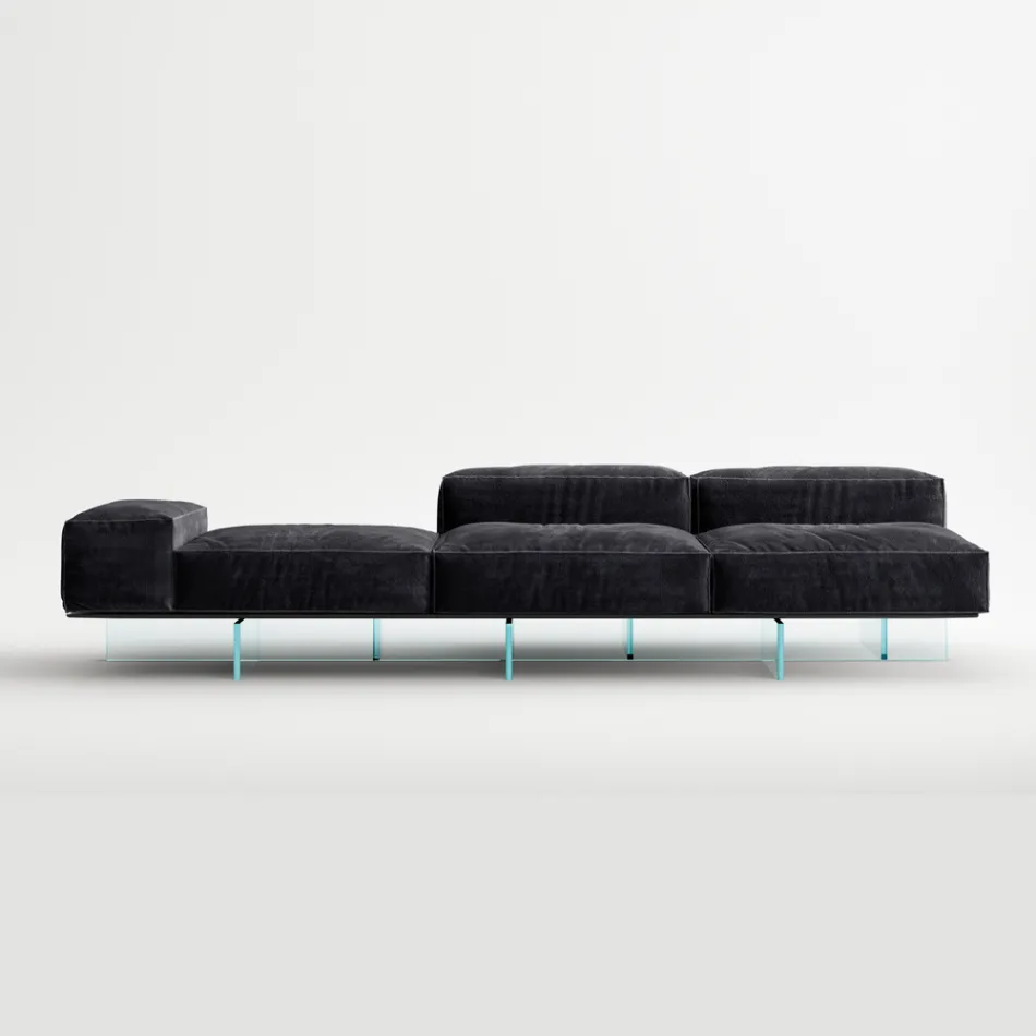 Saphir - Modern modulsoffa med glasbas, tillverkad i Italien Viadurini
