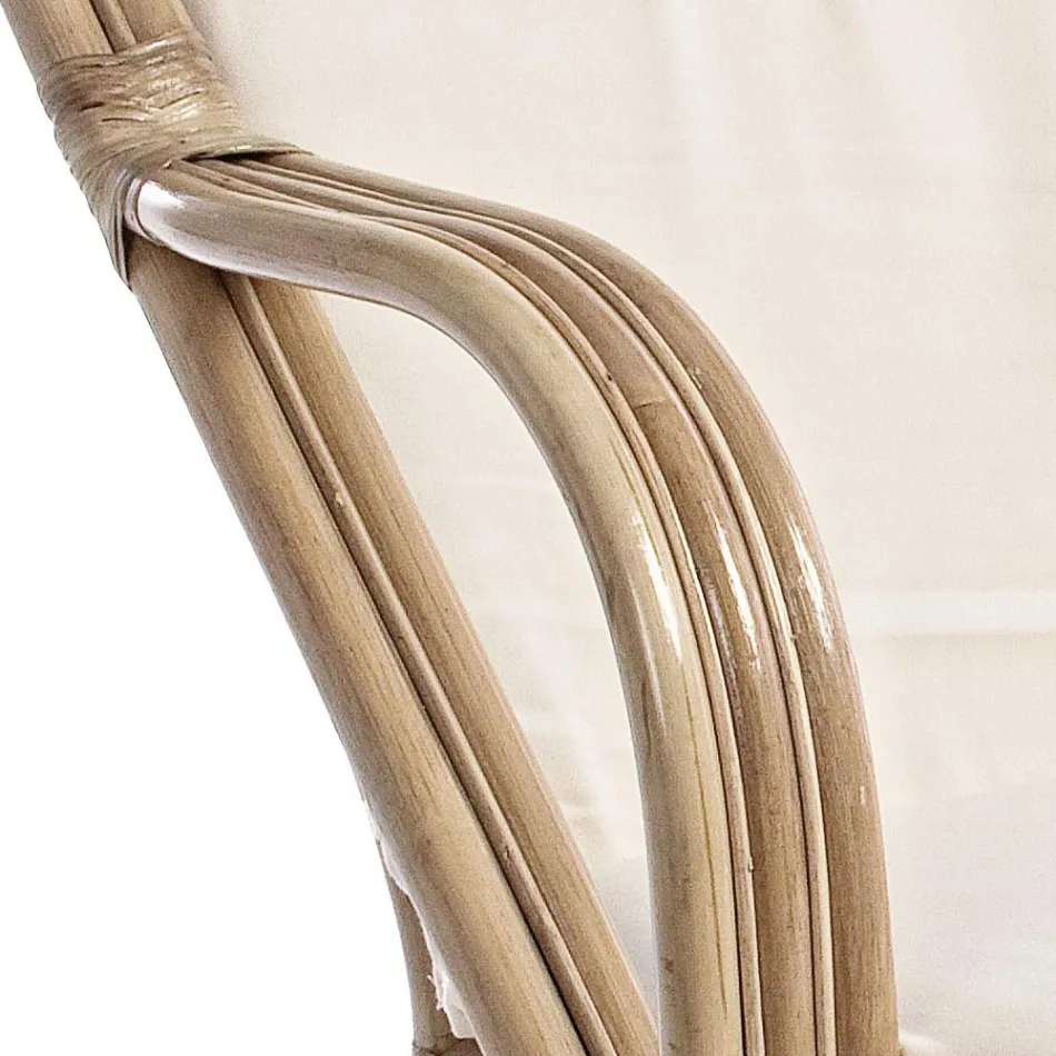 2-sits utomhussoffa för trädgård i vita kuddar i rotting - Maurizia Viadurini