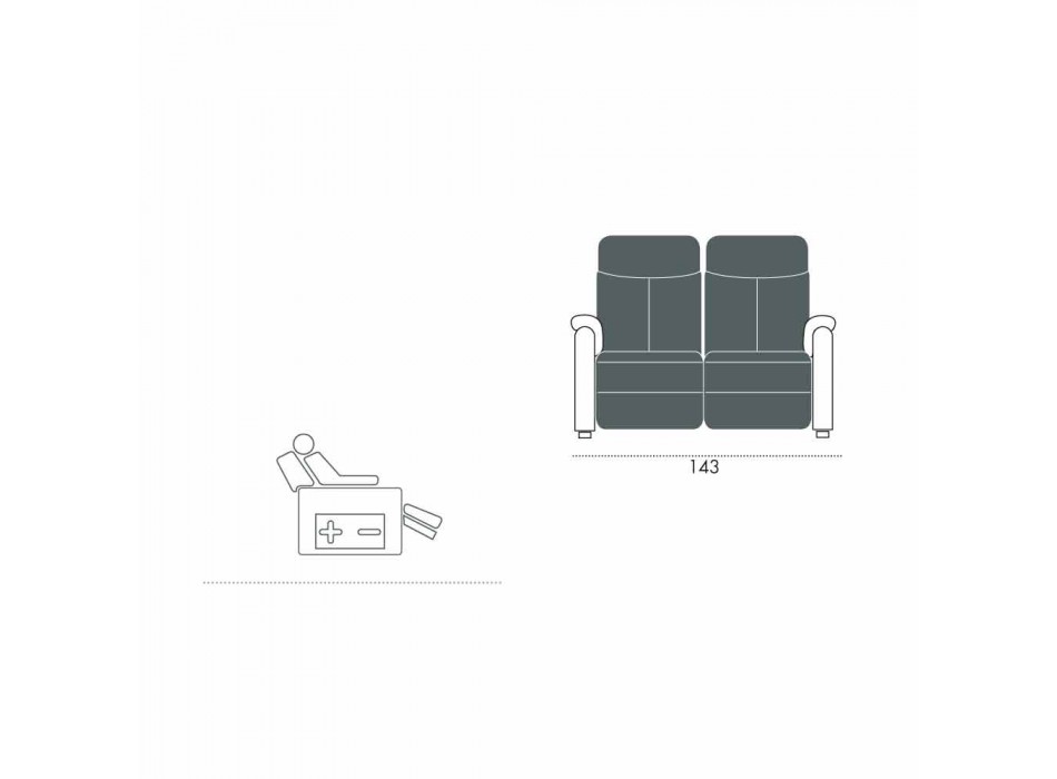 Elektrisk relax soffa 2 stolpar, 2 elektriska stolar Gelso, modern design Viadurini
