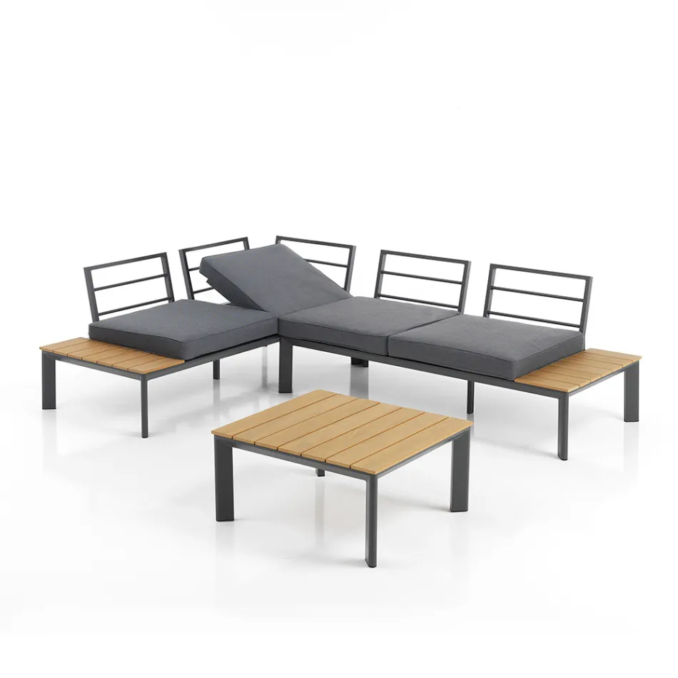 Soffa Konvertibel till schäslong med justerbart ryggstöd och soffbord - Finir Viadurini