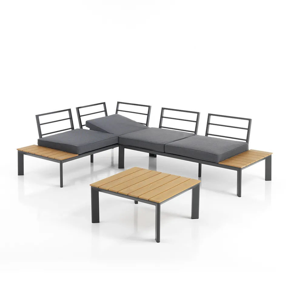 Soffa Konvertibel till schäslong med justerbart ryggstöd och soffbord - Finir Viadurini