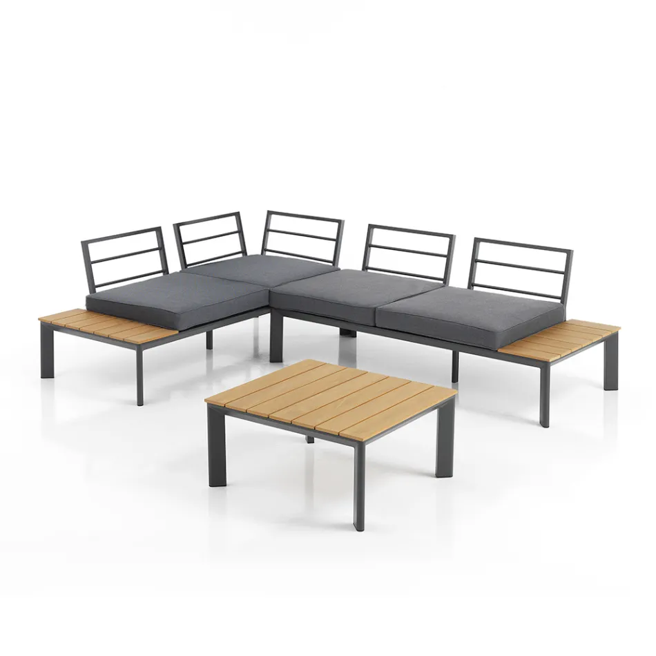 Soffa Konvertibel till schäslong med justerbart ryggstöd och soffbord - Finir Viadurini