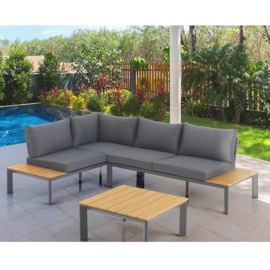 Soffa Konvertibel till schäslong med justerbart ryggstöd och soffbord - Finir Viadurini