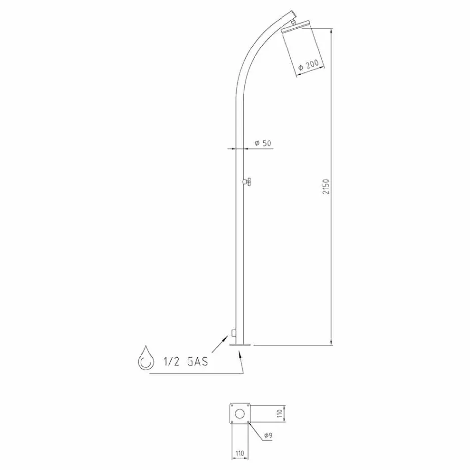Utedusch med skruvkran i rostfritt stål Made in Italy - Yuki Viadurini