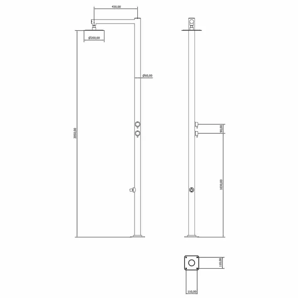 Utedusch i förkromat rostfritt stål med fotbricka Tillverkad i Italien - Modeo Viadurini