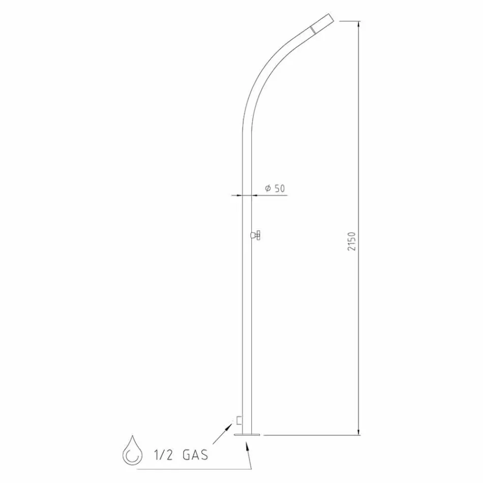 Trädgårdsdusch med inbyggt duschhuvud i rostfritt stål Tillverkad i Italien - Yuki Viadurini