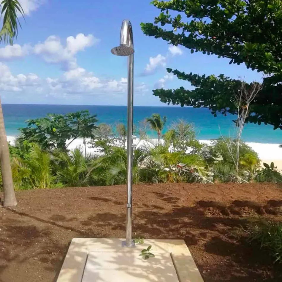 Förkromad rostfritt stål trädgårdsdusch med fottvätt Tillverkad i Italien - Marlen Viadurini