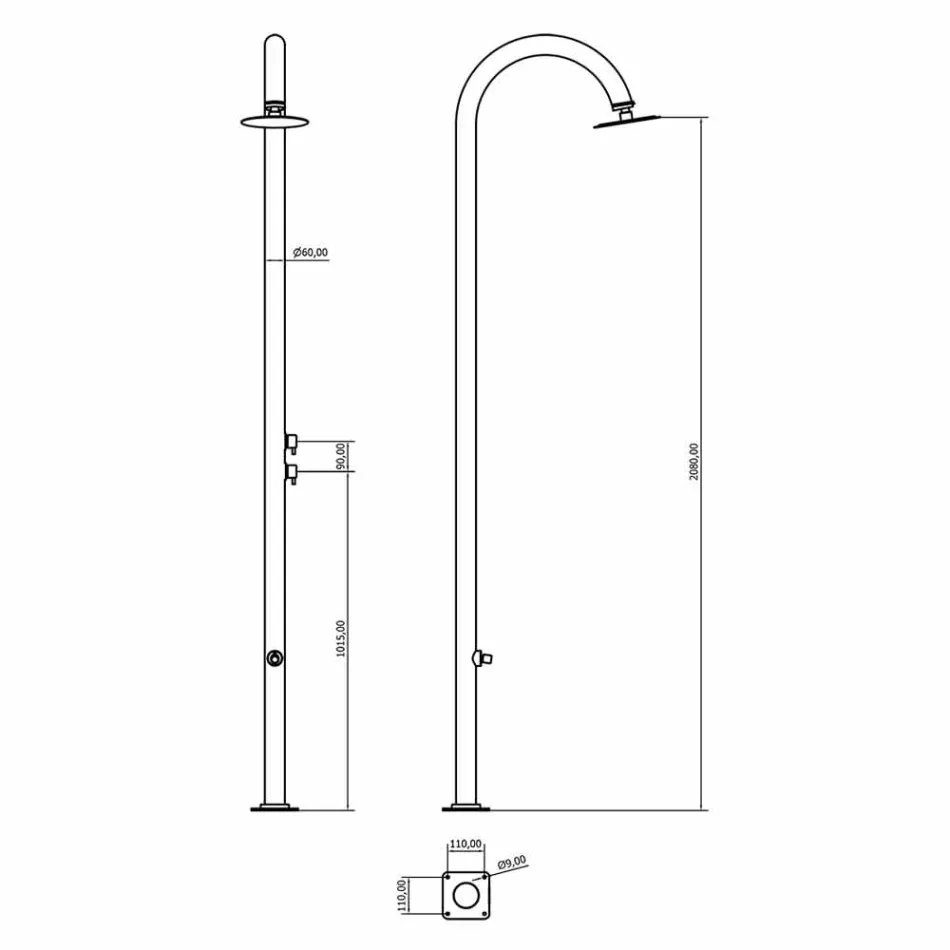 Förkromad rostfritt stål trädgårdsdusch med fottvätt Tillverkad i Italien - Marlen Viadurini