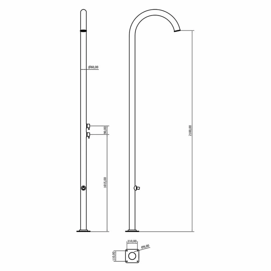 Förkromad rostfritt stål trädgårdsdusch med fottvätt Tillverkad i Italien - Marlen Viadurini