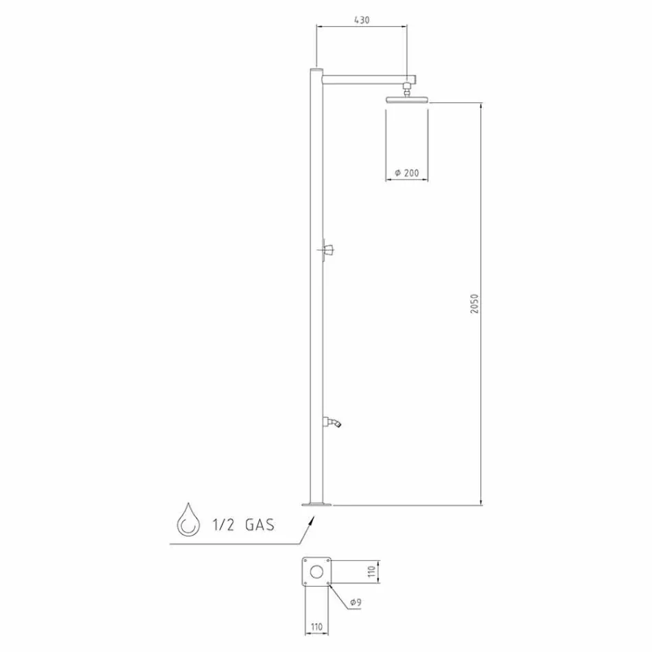 Utedusch i förkromat rostfritt stål med mixer tillverkad i Italien - Modeo Viadurini