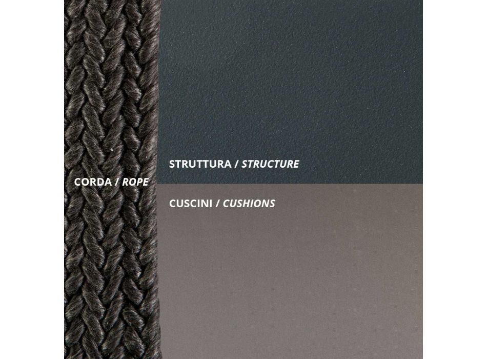 2-sits gungstol i metall och rep med tygsits Tillverkad i Italien - Mari Viadurini