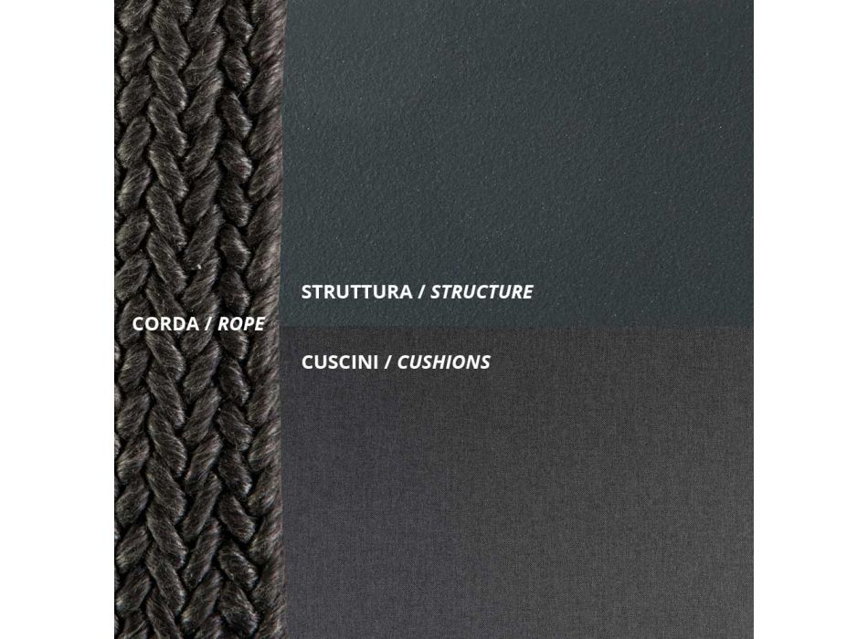 2-sits gungstol i metall och rep med tygsits Tillverkad i Italien - Mari Viadurini
