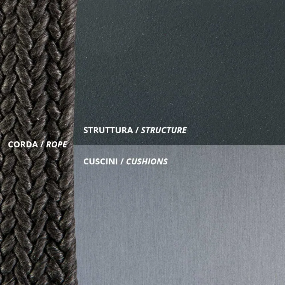 2-sits gungstol i metall och rep med tygsits Tillverkad i Italien - Mari Viadurini