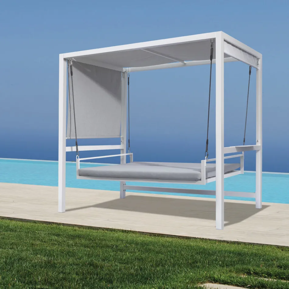 Upphängd trädgårdsgunga gjord av målad aluminium - Broccard Viadurini