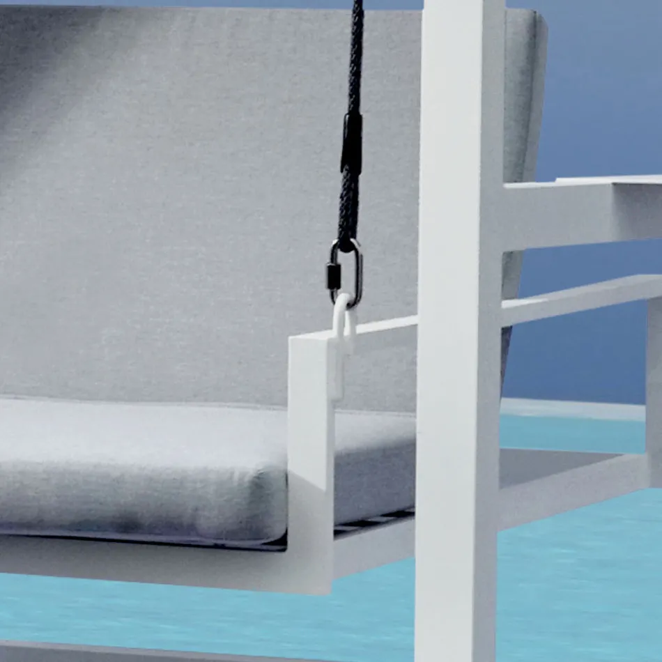 Upphängd trädgårdsgunga gjord av målad aluminium - Broccard Viadurini