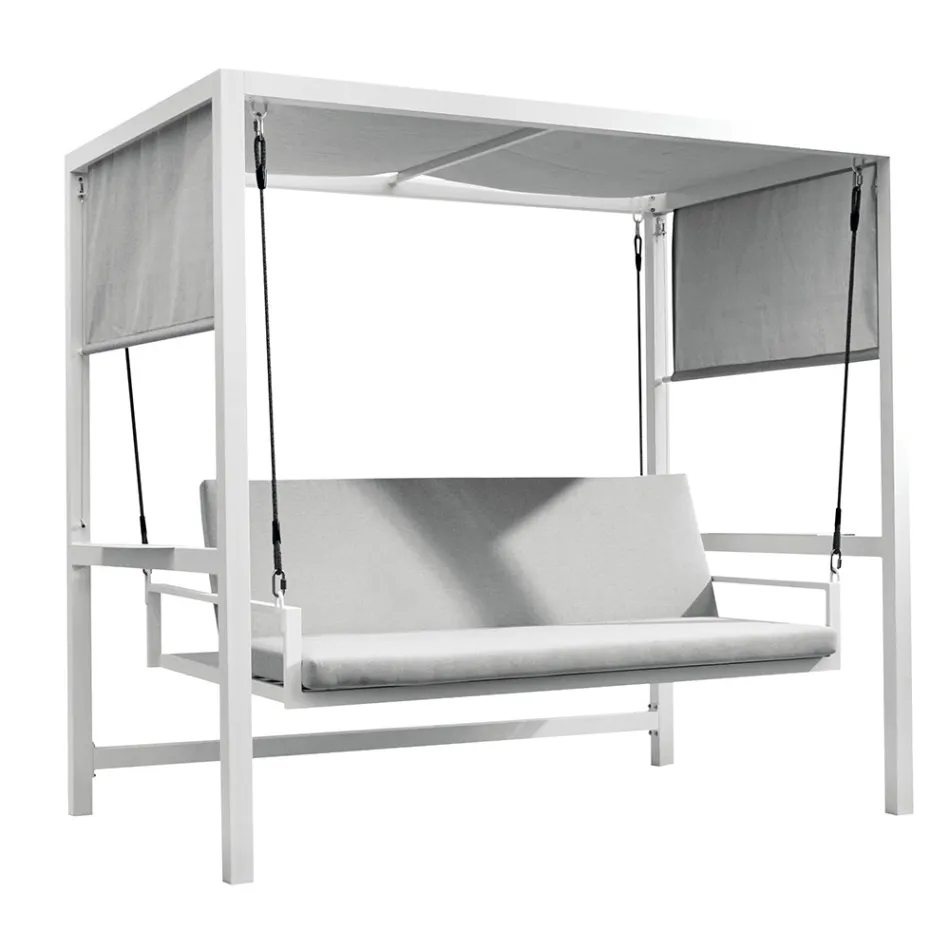 Hängande trädgårdsgunga gjord av målad aluminium - Broccard Viadurini