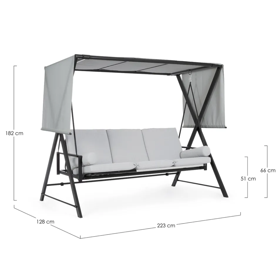 Sväng Cabriolet till säng för trädgården i stål och tyg - Återkallelse  Viadurini