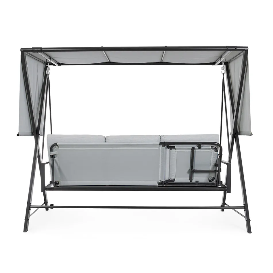 Sväng Cabriolet till säng för trädgården i stål och tyg - Återkallelse  Viadurini