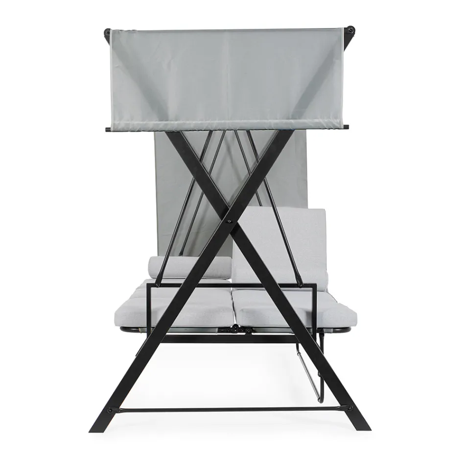 Sväng Cabriolet till säng för trädgården i stål och tyg - Återkallelse  Viadurini