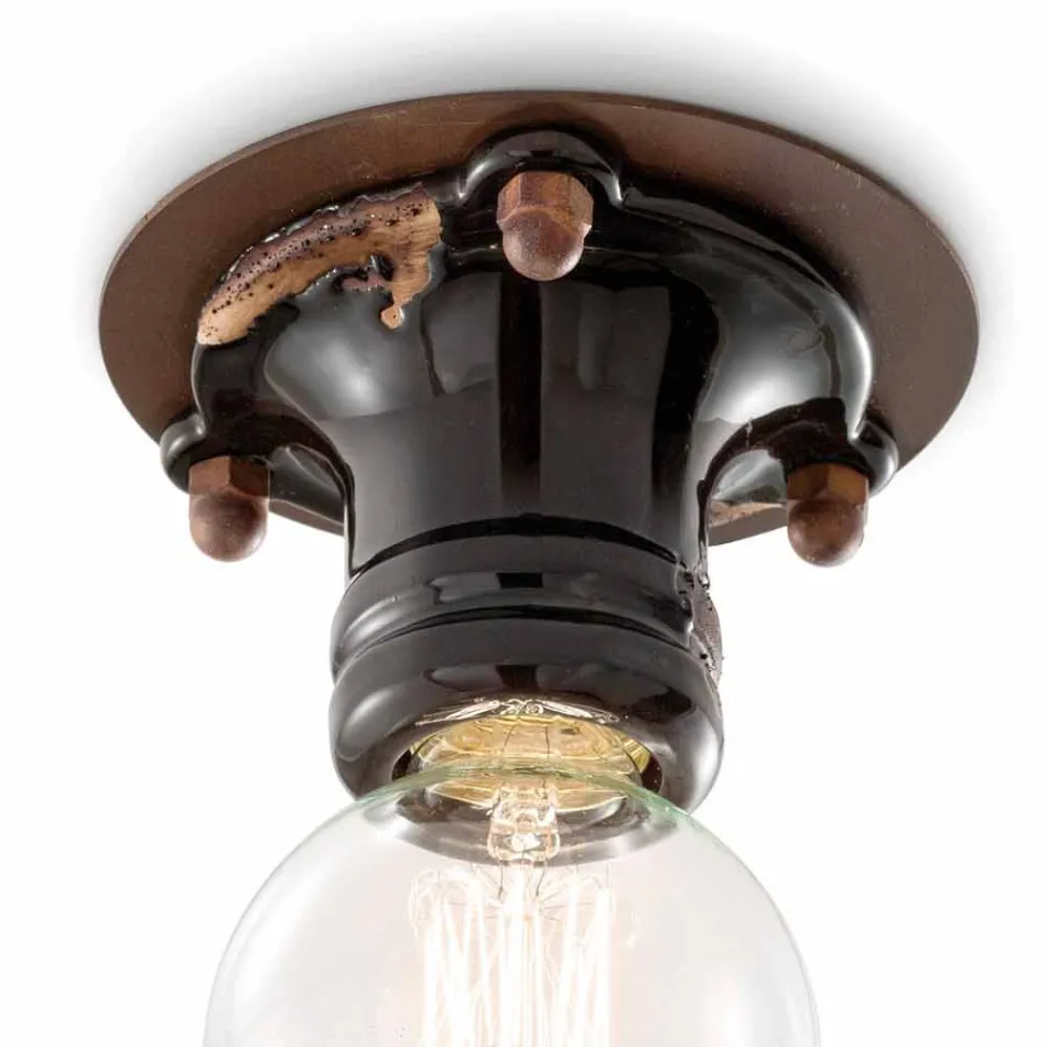 Design tak spotlight retro keramik och metall Cloe Ferroluce Viadurini