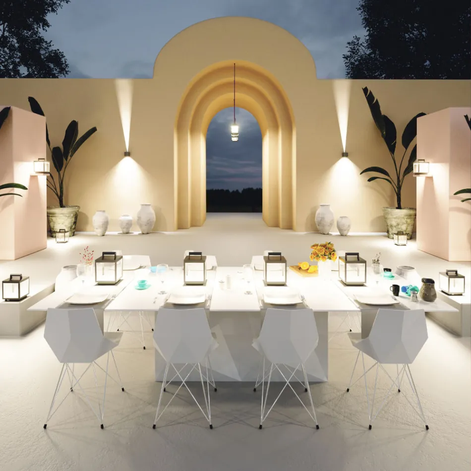 Dekorativ utomhus LED spotlight i vit aluminium eller corten - Bettina Viadurini