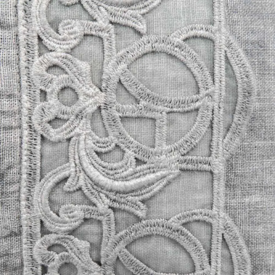 Italiensk Lyx Sinergia Spets Grå Linne Säng Örngott - Stego Viadurini