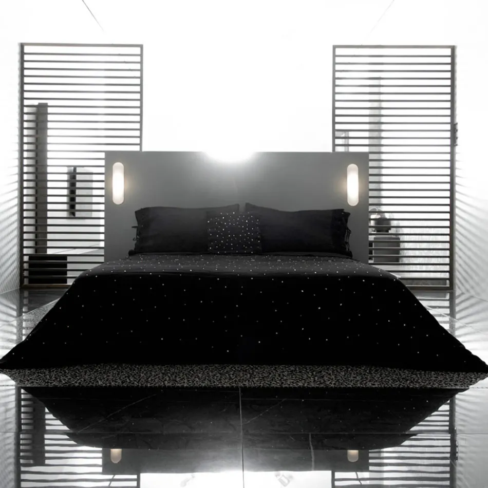 Linnekuddfodral med Poema spets och smör eller svarta spetsar Made in Italy - Masone Viadurini