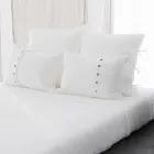 Krita eller retro ljust örngott av linne med fyrkantiga knytband - Prisco Viadurini