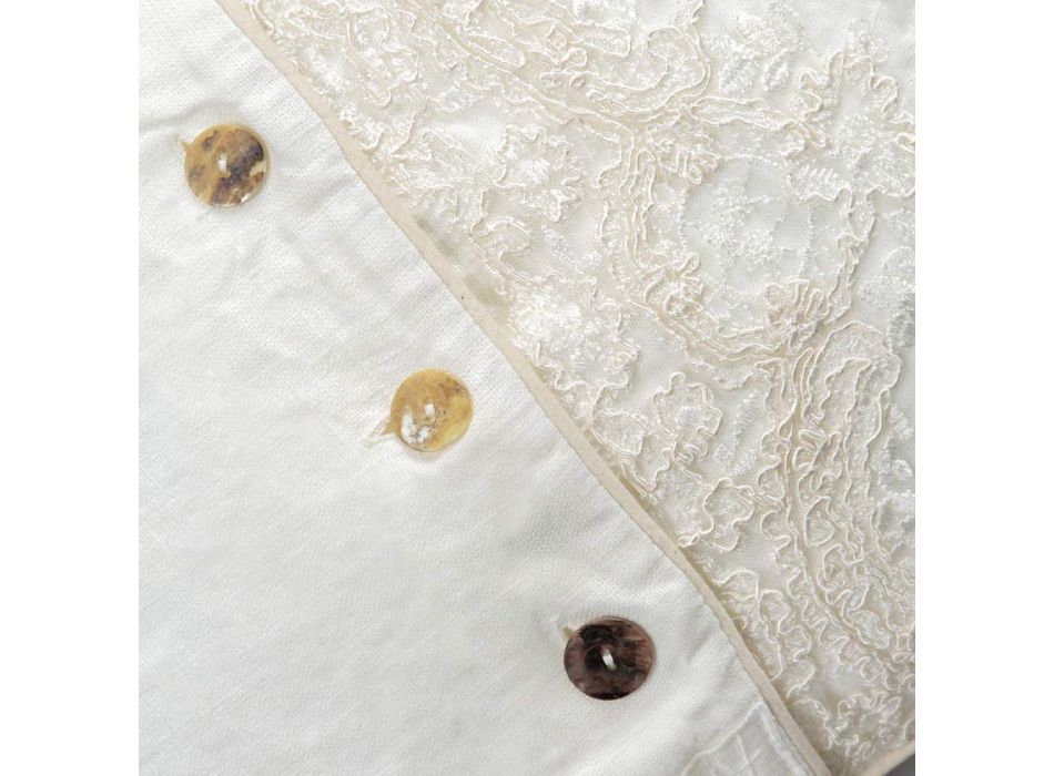 Rektangulärt örngott med elegant spets i vit linnedesign för säng - Gioiano Viadurini