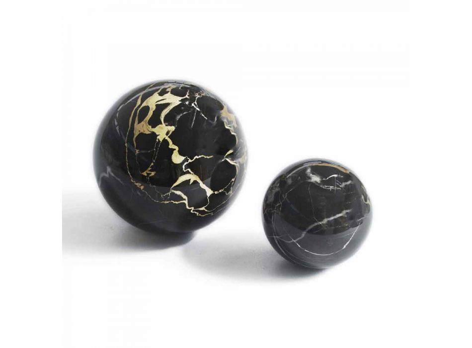Sphere Paperweight i polerad svart Portoro marmor Modern design 2 storlekar - sfär Viadurini