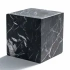 Modern Cube Paperweight i Satin Black Marquinia Marble Tillverkad i Italien - Qubino Viadurini