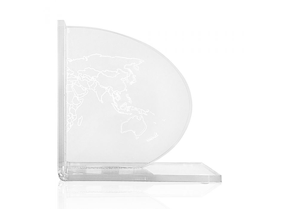 Bokstöd i transparent plexiglasdesign med karta 2 delar - Aretone Viadurini