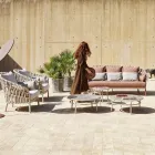 Planteringskärl med aluminiumstruktur och beige väv - Emma av Varaschin Viadurini